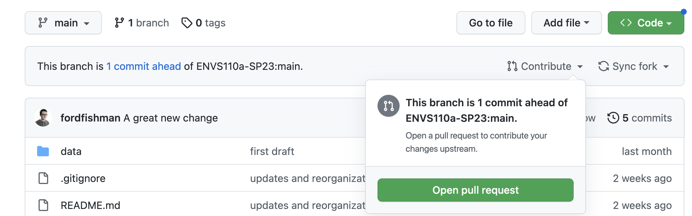 pull request button